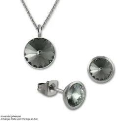 Amello Kettenanhänger Edelstahl Zirkonias Zirkonia grau ESHS02K