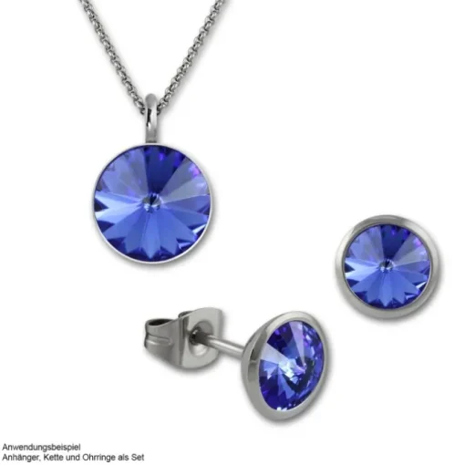 Amello Kettenanhänger Edelstahl Zirkonias Zirkonia blau ESHS02B