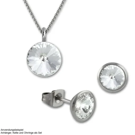Amello Kettenanhänger Edelstahl Zirkonias Zirkonia weiß ESHS02W