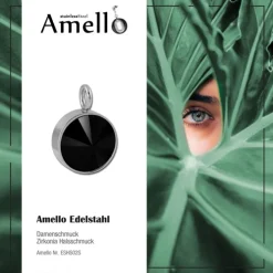 Amello Kettenanhänger Edelstahl Zirkonias Zirkonia schwarz ESHS02S