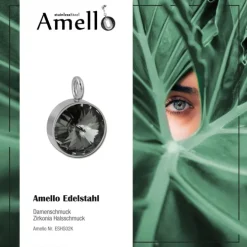 Amello Kettenanhänger Edelstahl Zirkonias Zirkonia grau ESHS02K