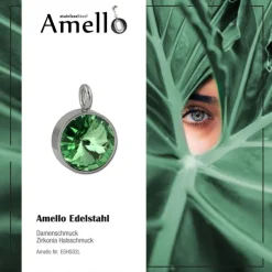 Amello Kettenanhänger Edelstahl Zirkonias Zirkonia hellgrün ESHS02L