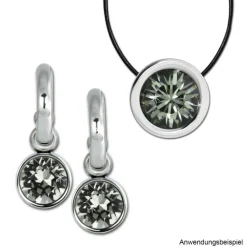 Amello Kettenanhänger Edelstahl Zirkonias Zirkonia grau ESHS01K