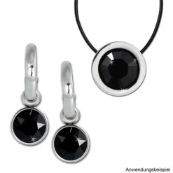 Amello Kettenanhänger Edelstahl Zirkonias Zirkonia schwarz ESHS01S