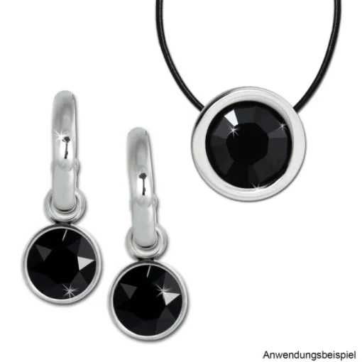 Amello Kettenanhänger Edelstahl Zirkonias Zirkonia schwarz ESHS01S