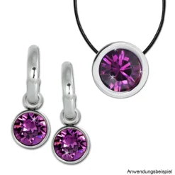 Amello Kettenanhänger Edelstahl Zirkonias Zirkonia flieder ESHS01F