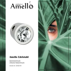 Amello Kettenanhänger Edelstahl Zirkonias Zirkonia weiß ESHS01W