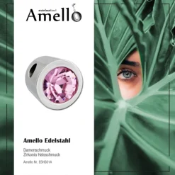 Amello Kettenanhänger Edelstahl Zirkonias Zirkonia rosa ESHS01A