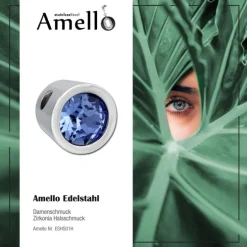 Amello Kettenanhänger Edelstahl Zirkonias Zirkonia hellblau ESHS01H