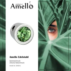 Amello Kettenanhänger Edelstahl Zirkonias Zirkonia hellgrün ESHS01L
