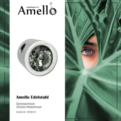 Amello Kettenanhänger Edelstahl Zirkonias Zirkonia grau ESHS01K
