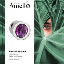 Amello Kettenanhänger Edelstahl Zirkonias Zirkonia flieder ESHS01F