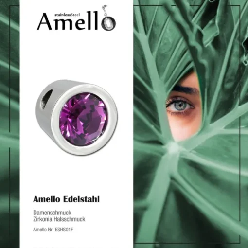 Amello Kettenanhänger Edelstahl Zirkonias Zirkonia flieder ESHS01F
