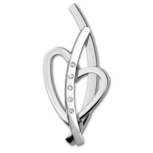 Amello Kettenanhänger Verschlungenes Herz Zirkonia Edelstahlschmuck ESHS52W