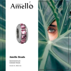 Amello Megabead Stahl Rad Zirkonias rosa Armbandbead AMZ312A