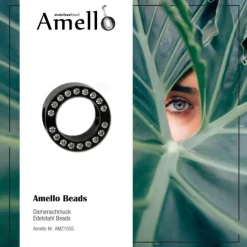 Amello Megabead Stahl Zirkonias Rad schwarz Armband AMZ105S