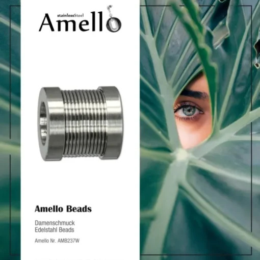 Amello Megabeads Edelstahl Bead Zylinder Armbandbead AMB237W