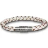 Amello Megabeads Leder Armband weiß mit Edelstahl Verschluß AMA474W19