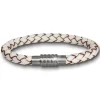 Amello Megabeads Leder Armband weiß mit Edelstahl Verschluß AMA474W20