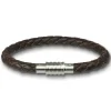Amello Megabeads Leder Armband brau mit Edelstahl Verschluß AMA474N22