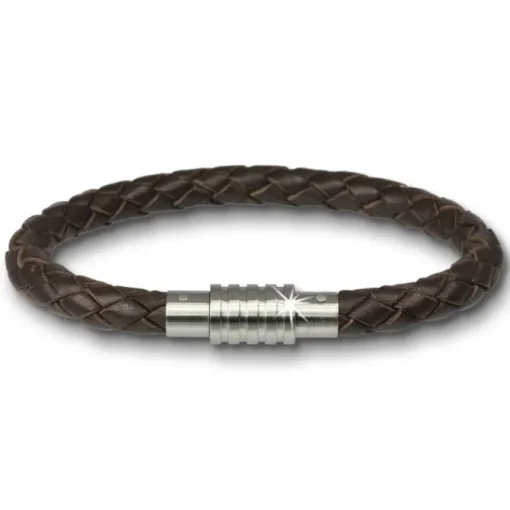 Amello Megabeads Leder Armband brau mit Edelstahl Verschluß AMA474N22