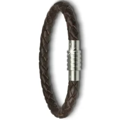 Amello Megabeads Leder Armband brau mit Edelstahl Verschluß AMA474N20