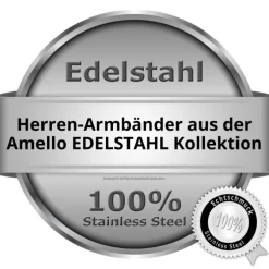 Amello Megabeads Leder Armband brau mit Edelstahl Verschluß AMA474N20