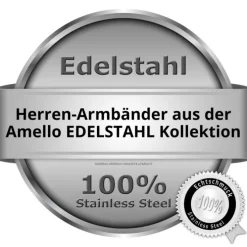 Amello Megabeads Leder Armband brau mit Edelstahl Verschluß AMA474N19