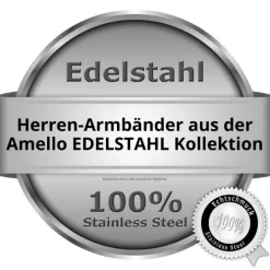 Amello Megabeads Leder Armband brau mit Edelstahl Verschluß AMA474N22