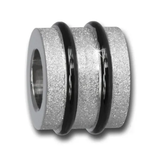 Amello Megabeads Stahl Bead Zylinder diamantiert Armbandbead AMB415S