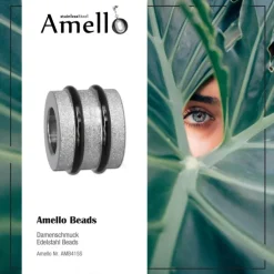 Amello Megabeads Stahl Bead Zylinder diamantiert Armbandbead AMB415S