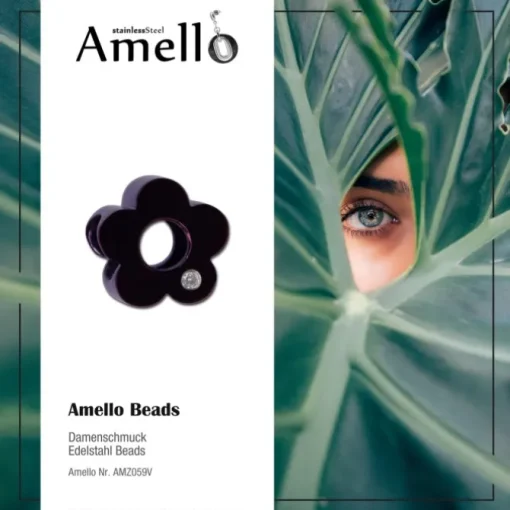 Amello Megabeads Stahl Blume lila Zirkonias Armband AMZ059V