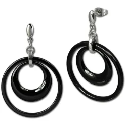 Amello Ohrringe Keramik Doppel schwarz Damen Edelstahlschmuck ESOX05S