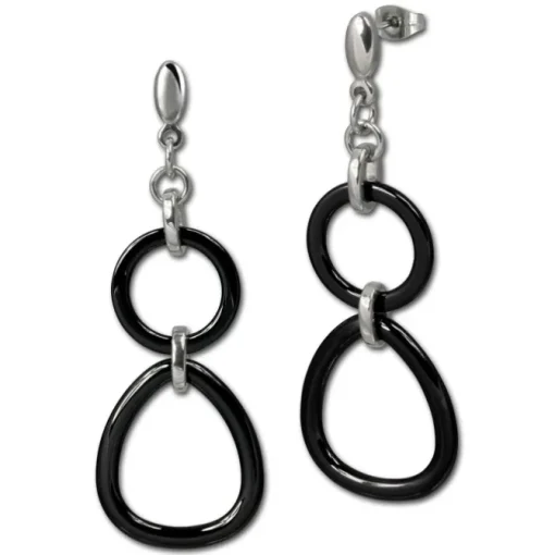 Amello Ohrringe Keramik Dreieck schwarz Damen Edelstahlschmuck ESOX07S
