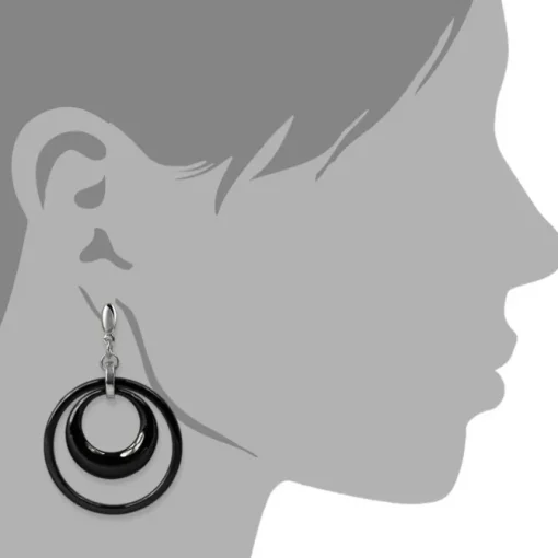 Amello Ohrringe Keramik Doppel schwarz Damen Edelstahlschmuck ESOX05S