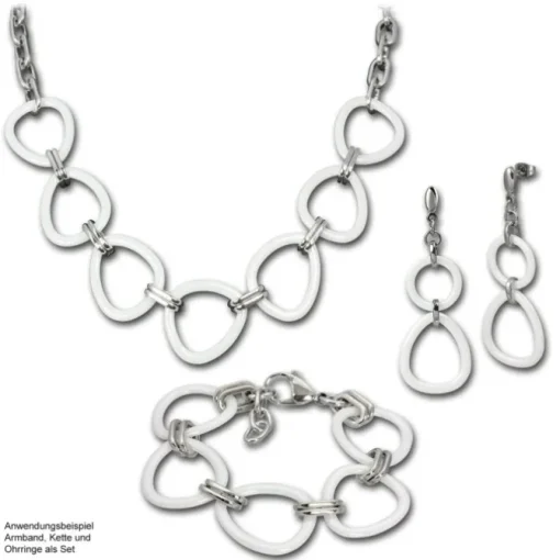 Amello Ohrringe Keramik Dreieck weiß Damen Edelstahlschmuck ESOX07W
