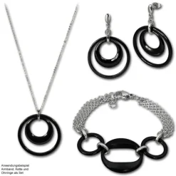 Amello Ohrringe Keramik Doppel schwarz Damen Edelstahlschmuck ESOX05S