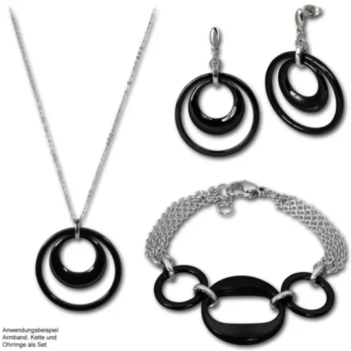 Amello Ohrringe Keramik Doppel schwarz Damen Edelstahlschmuck ESOX05S