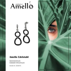 Amello Ohrringe Keramik Dreieck schwarz Damen Edelstahlschmuck ESOX07S