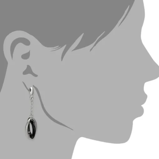 Amello Ohrringe Keramik Ellipse schwarz Damen Edelstahlschmuck ESOX09S