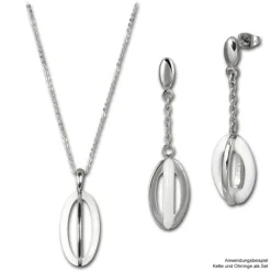 Amello Ohrringe Keramik Ellipse weiß Damen Edelstahlschmuck ESOX09W
