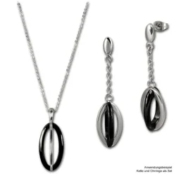 Amello Ohrringe Keramik Ellipse schwarz Damen Edelstahlschmuck ESOX09S