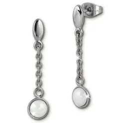 Amello Ohrringe Keramik Halbkugel weiß Damen Edelstahlschmuck ESOX36W