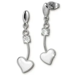 Amello Ohrringe Keramik Herz Zirkonia weiß Damen Edelstahlschmuck ESOX40W