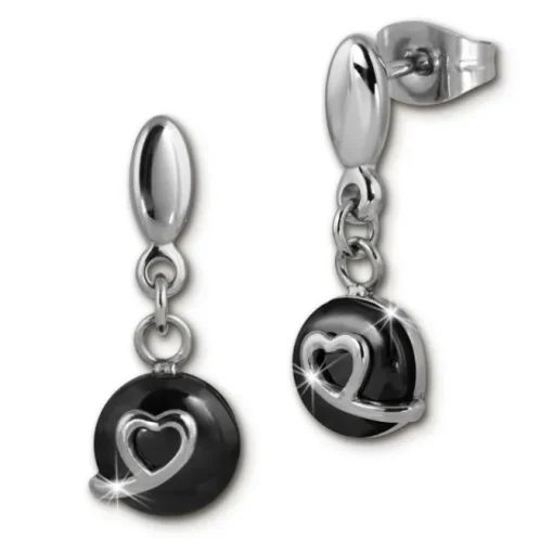 Amello Ohrringe Keramik Herzchen schwarz Damen Edelstahlschmuck ESOX34S
