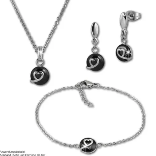 Amello Ohrringe Keramik Herzchen schwarz Damen Edelstahlschmuck ESOX34S