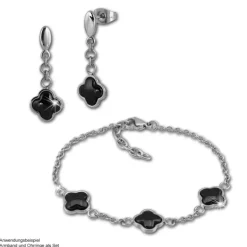 Amello Ohrringe Keramik Kleeblatt schwarz Damen Edelstahlschmuck ESOX38S