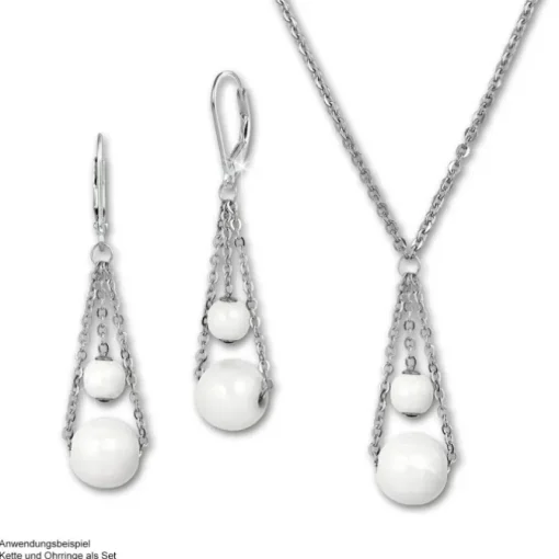Amello Ohrringe Keramik Kugeln weiß Damen Edelstahlschmuck ESOX44W