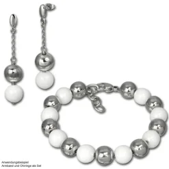 Amello Ohrringe Keramik Kugeln weiß Damen Edelstahlschmuck ESOX12W