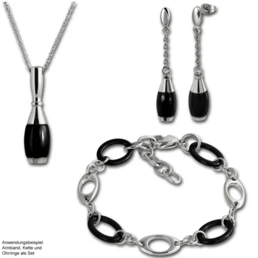Amello Ohrringe Keramik Kegel schwarz Damen Edelstahlschmuck ESOX15S